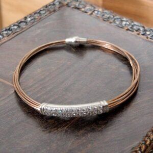 Dyadema Sterling Silver and Rhinestone Cable Bracelet